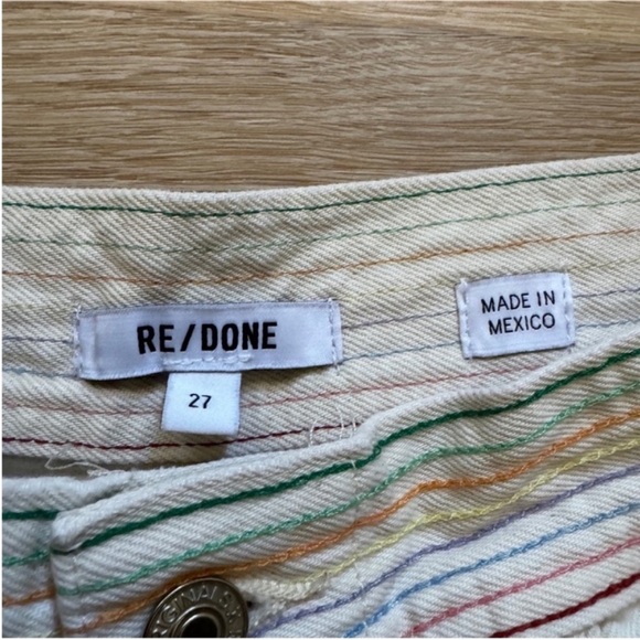 Re/Done White Blanca Ecru Rainbow Jeans - Picture 2 of 10